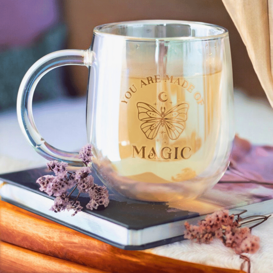 Magische Glas-Tasse – Doppelwandig & schimmernd – ZauberMerch