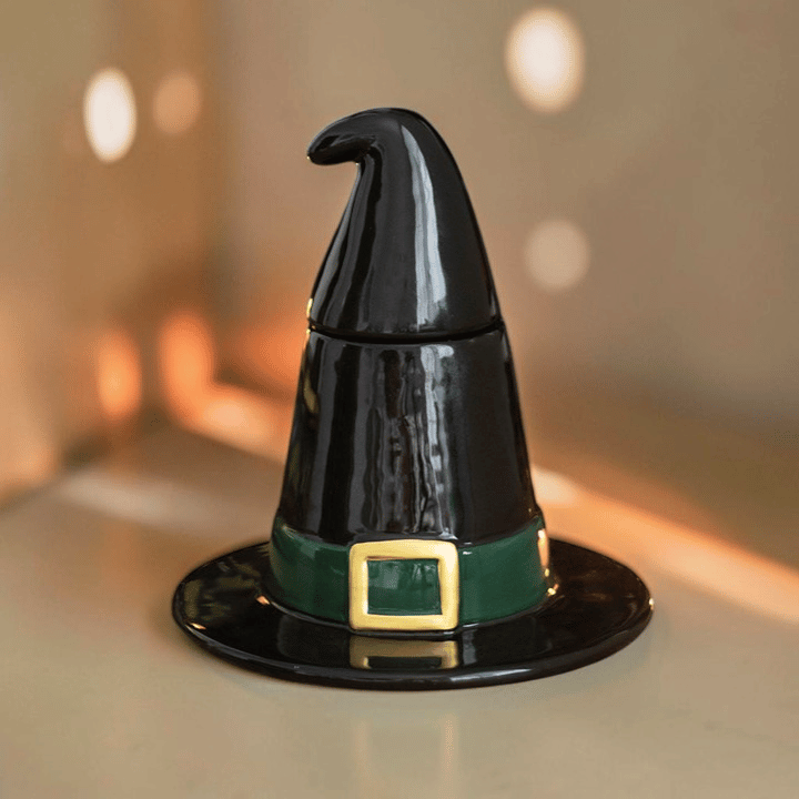 Duftlampe Hexenhut schwarz – Keramik Ölbrenner für Öl – ZauberMerch