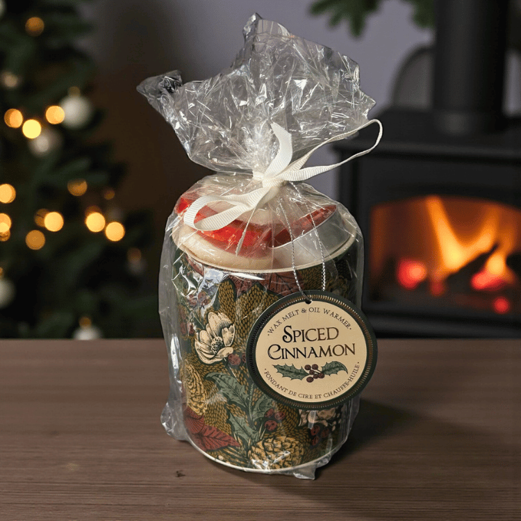 Weihnachtliche Duftlampe mit Zimt Duftwachs & Kerze – Geschenkset – ZauberMerch