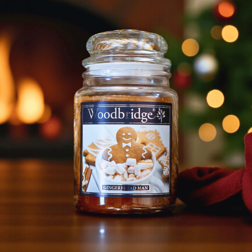 XXL Duftkerze Lebkuchen Mann – 565 g / 130 Stunden (Woodbridge) – ZauberMerch