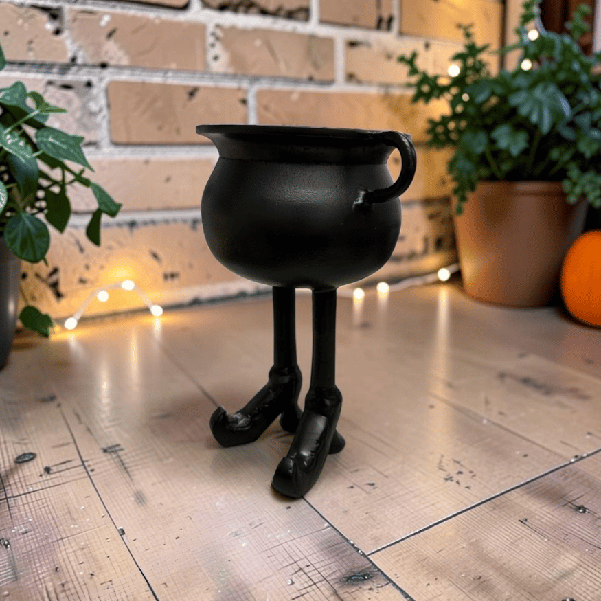 Hexenkessel Deko-Schale mit Stiefelbeinen