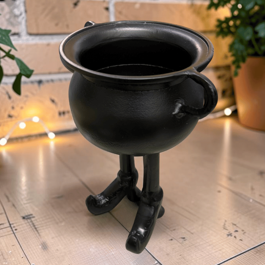 Hexenkessel Deko-Schale mit Stiefelbeinen