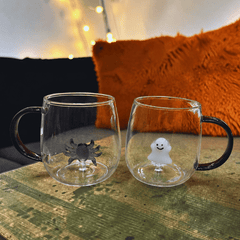 Trinkglas mit 3D Geist oder Spinne in 2 Varianten