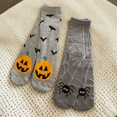 Halloween Socken Kürbis und Spinne im 2er-Set