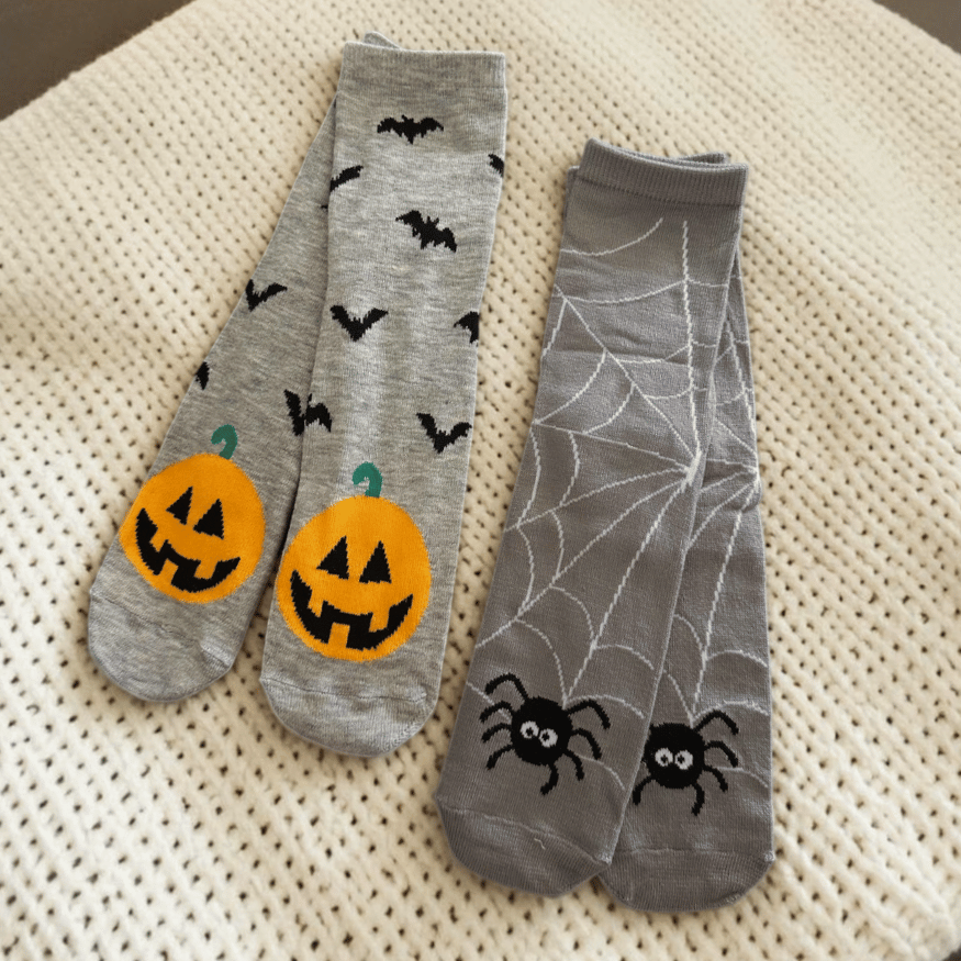 Halloween Socken Kürbis und Spinne im 2er-Set