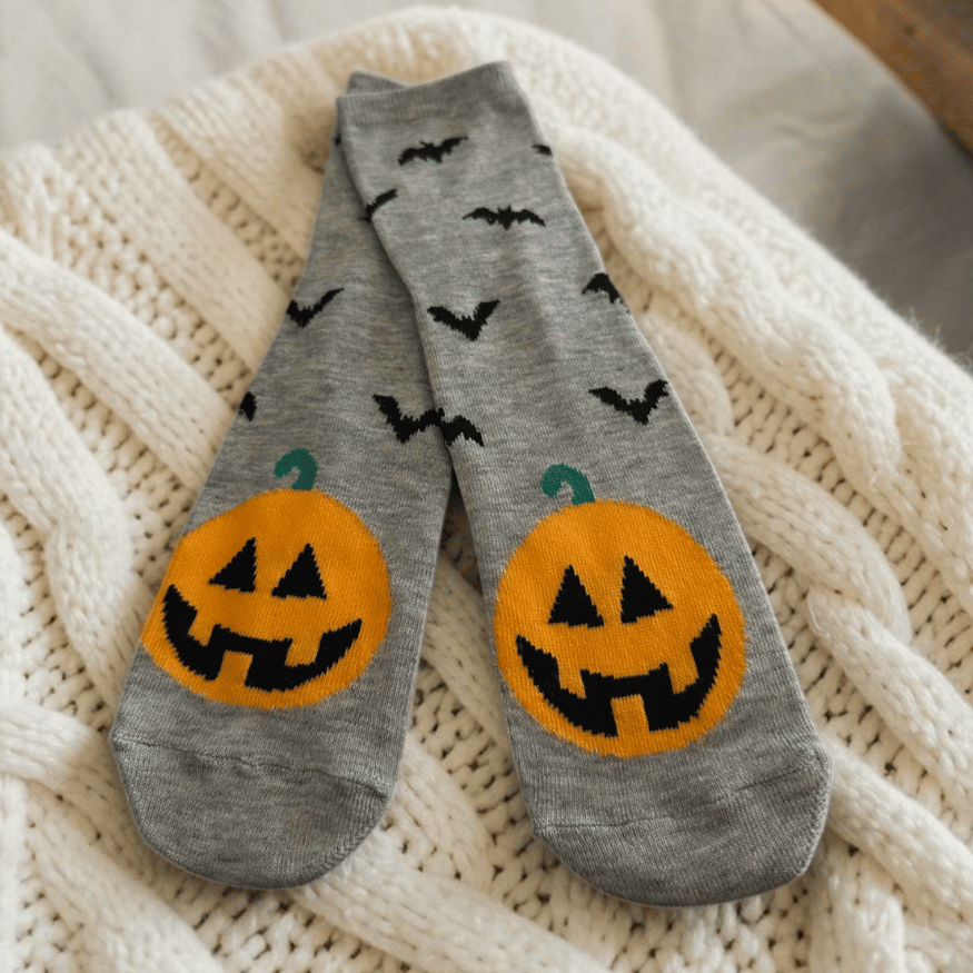 Halloween Socken Kürbis und Spinne im 2er-Set