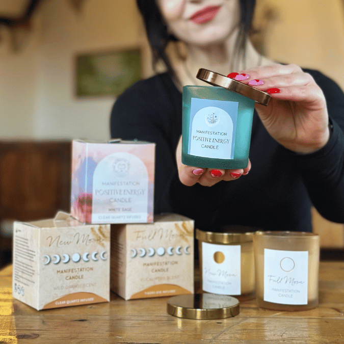 Manifestation - magisches Crystal Kerzen SET