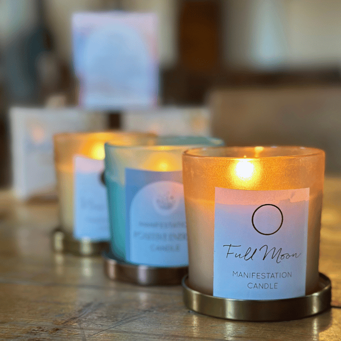 Manifestation - magisches Crystal Kerzen SET