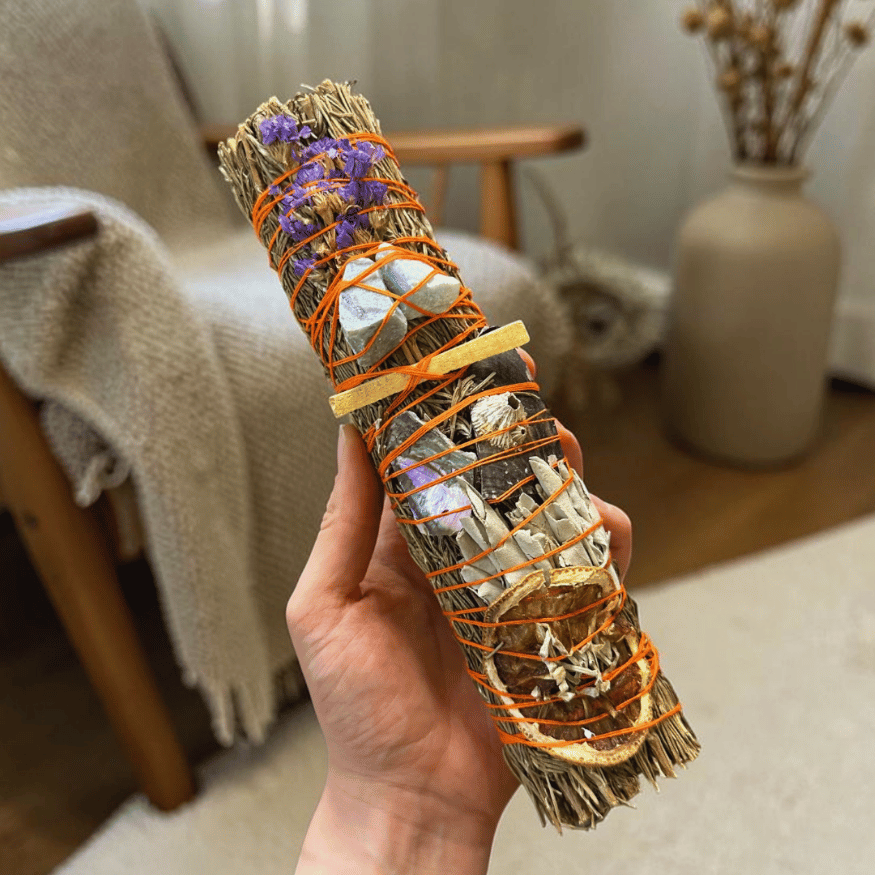 Große Ritual-Räucherbündel mit Kristall – Hergestellt in den USA