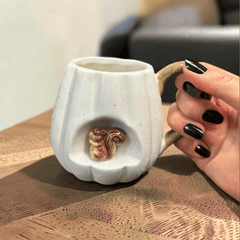 Pumpkin Forest Keramiktasse mit Eichhörnchen – Kürbis Tasse