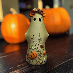 Florence Geisterfigur mit Blumenkranz – Halloween Deko 14 cm