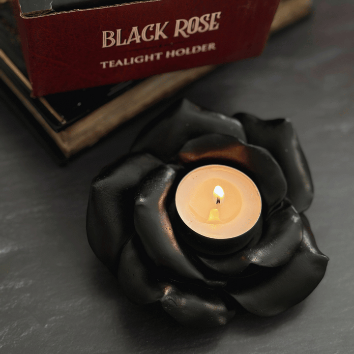 schwarze Rose - Teelichthalter