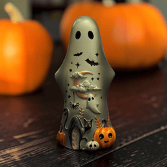 Mortimer Geisterfigur mit Katze  – Halloween Deko 13,5 cm