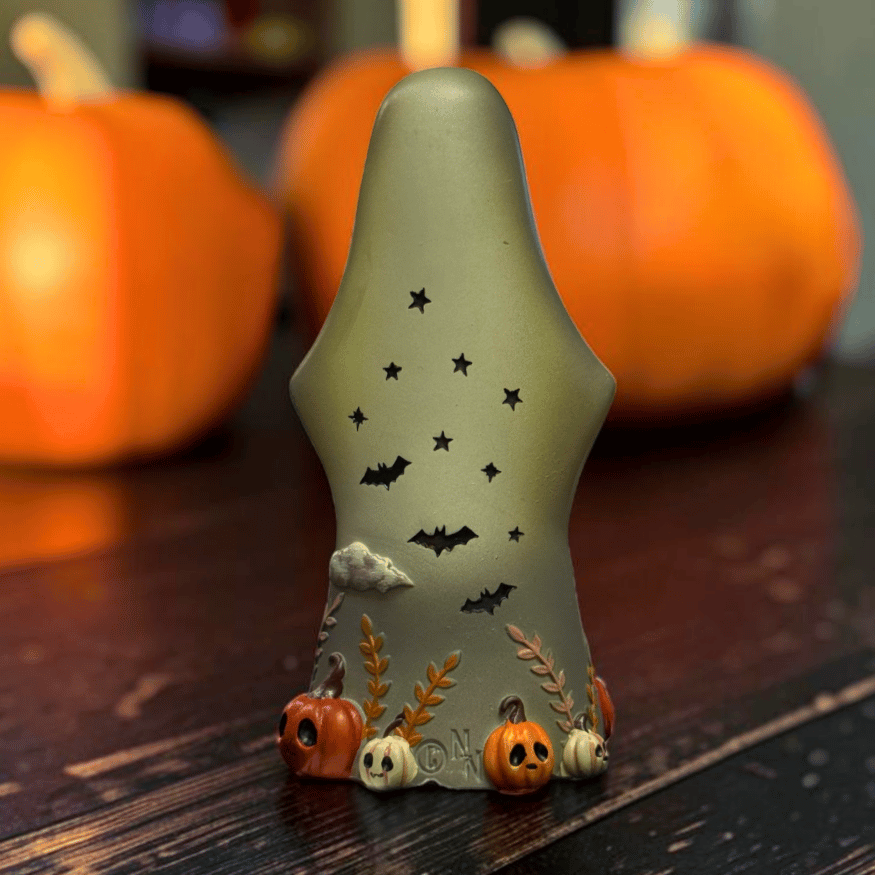 Mortimer Geisterfigur mit Katze  – Halloween Deko 13,5 cm