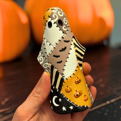 Patch Geisterfigur im Patchwork-Look – Halloween Deko 13,4 cm