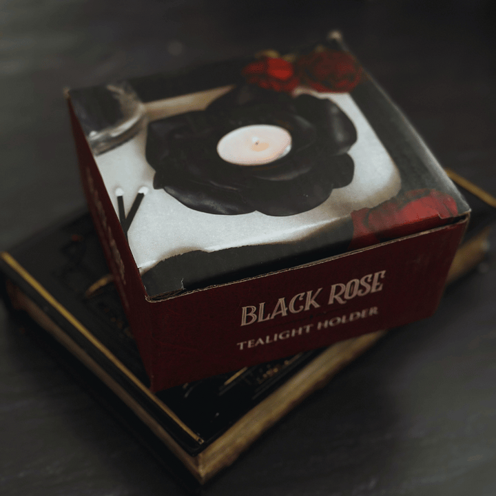 schwarze Rose - Teelichthalter
