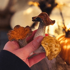 Kleine Hexen Pilze aus Keramik – 3er Set mystischen Waldfarben