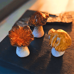 Kleine Hexen Pilze aus Keramik – 3er Set mystischen Waldfarben