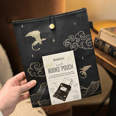 Buchhülle mit goldenen Drachen, Fantasy-Drachenmotiv