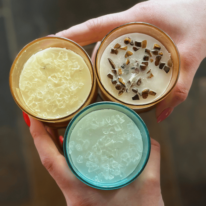 Manifestation - magisches Crystal Kerzen SET