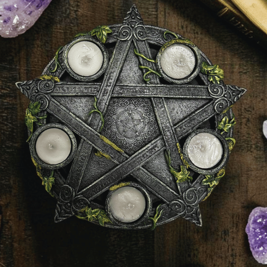 Witchy Pentagramm Teelichthalter für 5 Teelichter – 25,5 cm
