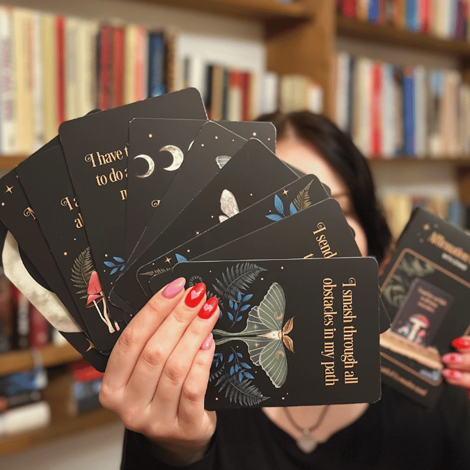 Affirmationskarten mit Holzständer