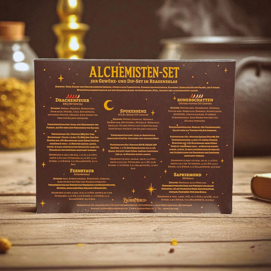 Alchemisten-Set - 5er Gewürz- und Dipset im Reagenzglas