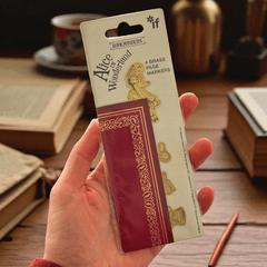 Alice im Wunderland Lesezeichen-Set (4er Set, Messing)