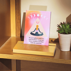 Aura Affirmationskarten Set mit Holzständer – 10 Karten