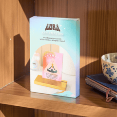 Aura Affirmationskarten Set mit Holzständer – 10 Karten