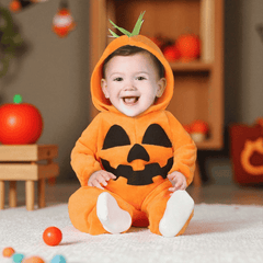 Baby Kürbis Kostüm – Halloween Einteiler mit Kapuze für Babys & Kleinkinder