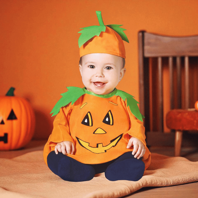 Baby Kürbis Kostüm mit Hut – Niedlicher Halloween Anzug für Babys & Kleinkinder - 12-18 Monate