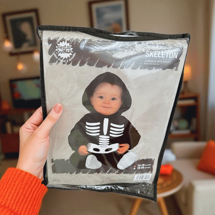 Baby Skelett Kostüm Onesie mit Kapuze – Halloween Strampler für Babys & Kleinkinder