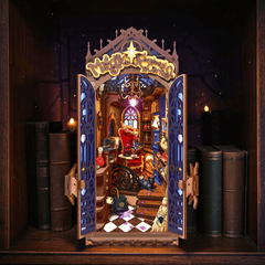 Magic Fantasy Corner Book Nook mit Hexenkessel & Katze