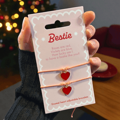 Besties Herz-Armband-Set – 2 Freundschaftsarmbänder mit Emaille-Charms