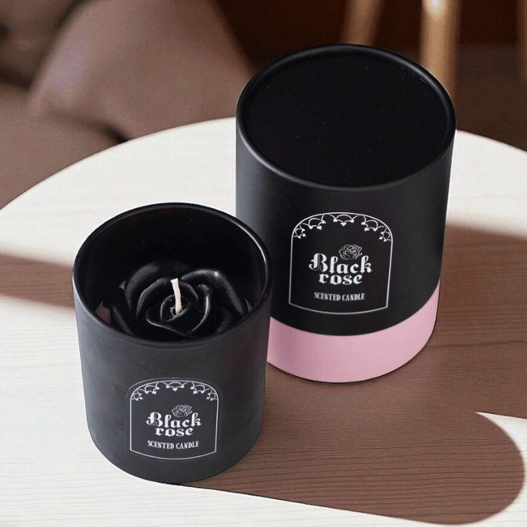 Black Rose Duftkerze – Schwarze Kerze mit 3D-Rosen