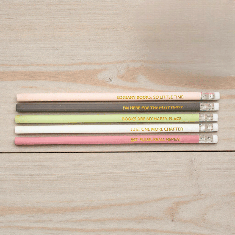 Bleistifte mit Büchersprüchen – 5er Set für Booklover & Leseratten