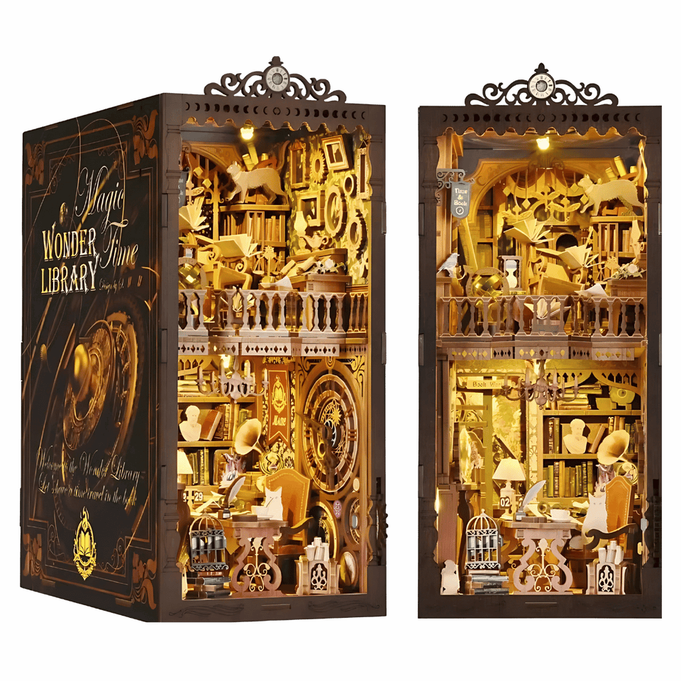 Book Nook Diorama – Leuchtende Miniaturwelt fürs Bücherregal (4 Designs zur Auswahl)