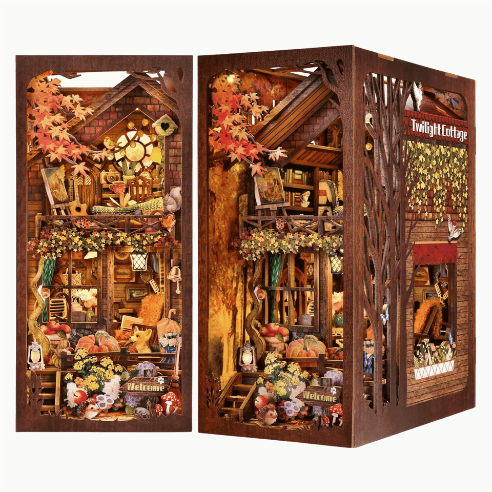 Book Nook Diorama – Leuchtende Miniaturwelt fürs Bücherregal (4 Designs zur Auswahl)