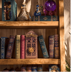 Magic Fantasy Corner Book Nook mit Hexenkessel & Katze