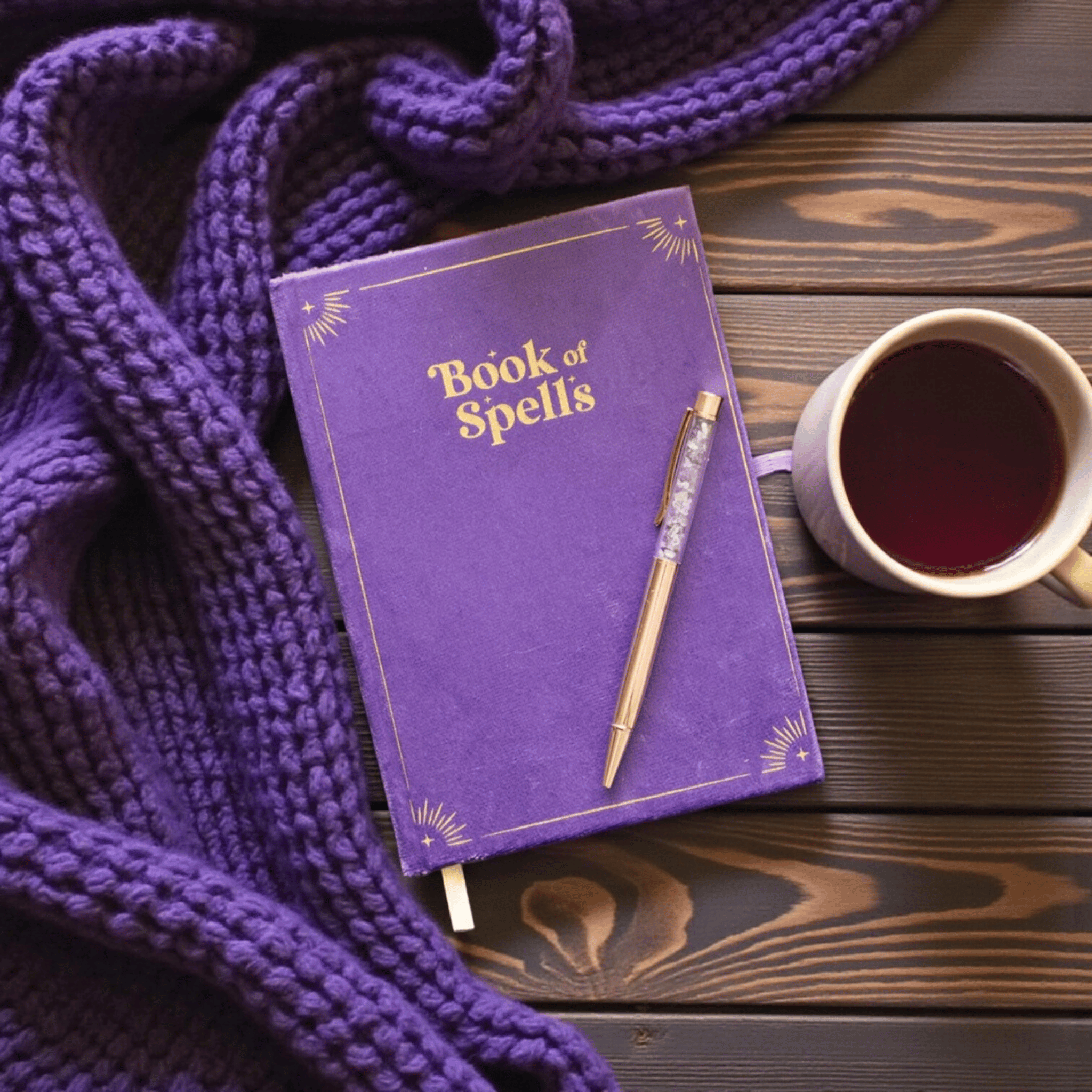 Book of Spells Journal mit Amethyst-Stift – liniertes Notizbuch A5