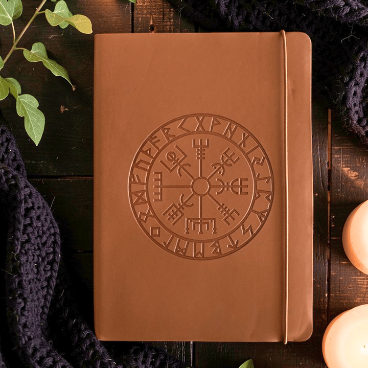 Vegvisir A5 Journal aus Kunstleder – Wikinger Kompass Notizbuch mit Stift