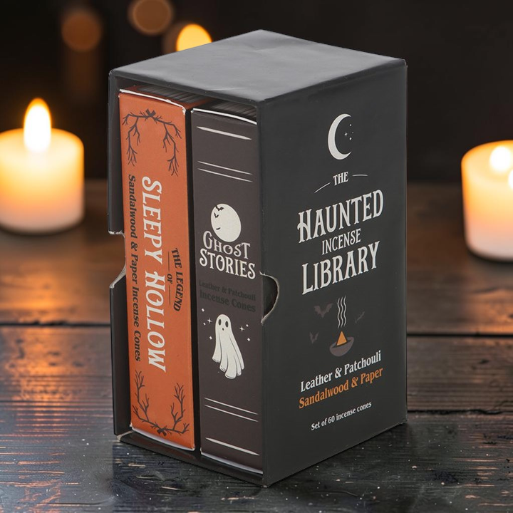 Halloween Räucherkegel-Set – 2 Düfte mit Leder, Papier & Sandelholz