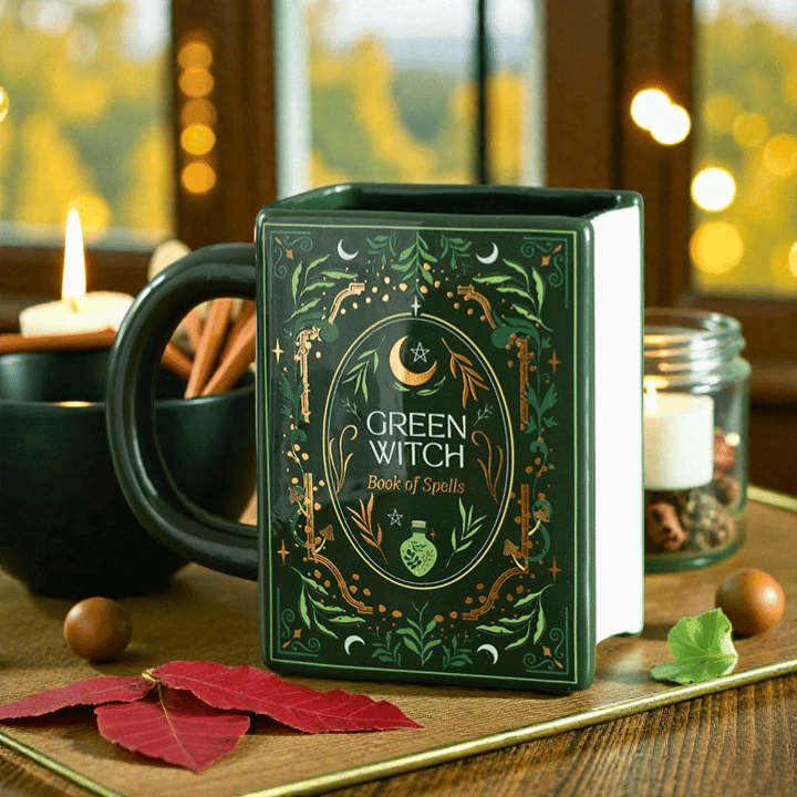 Green Witch Buch-Tasse – Keramik Zauberbuch Becher