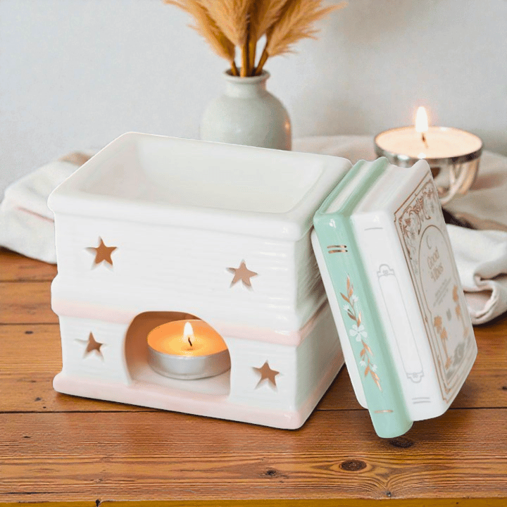 Buchstapel-Duftlampe – Cozy Deko für Booklover & Leseabende