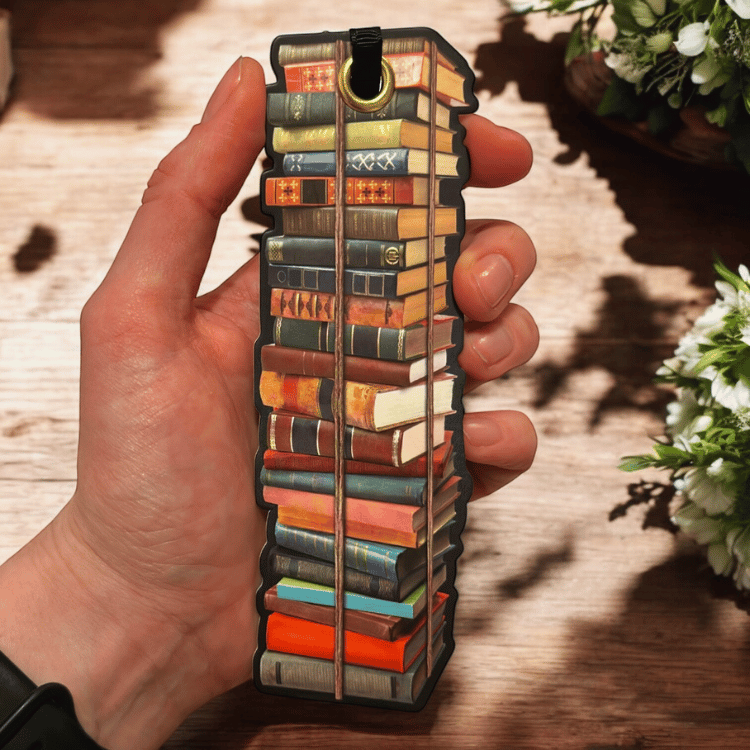 Bücherwurm Lesezeichen by if – Magische Motive - Bücherstapel