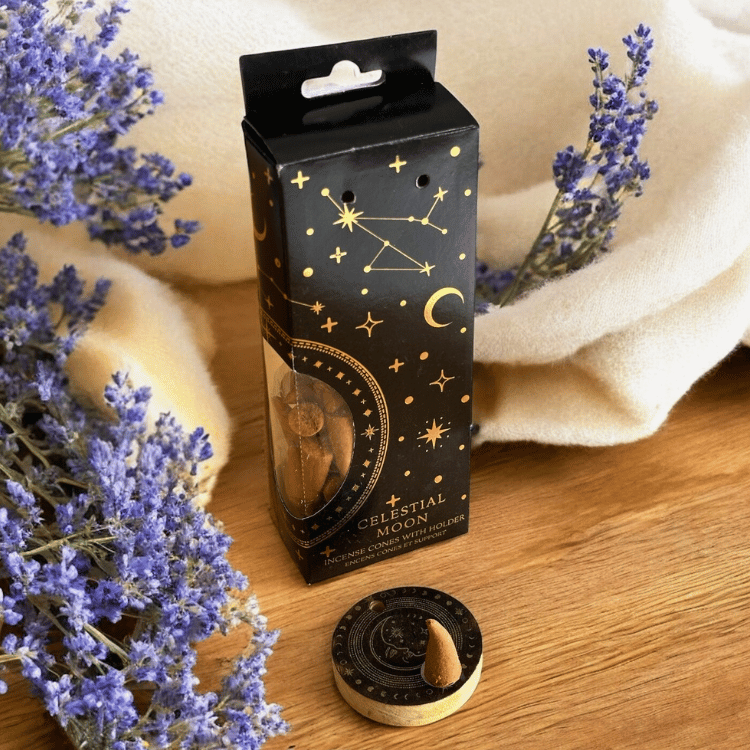 Sonne & Mond Räucherkegel mit Halter