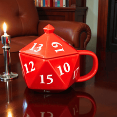 D20 Würfel Tasse 500 ml – Keramik mit Deckel | Gaming Becher