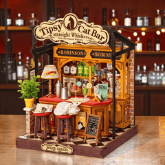 Tipsy Cat Bar Miniatur Bausatz mit schlafender Katze
