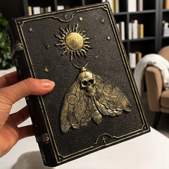 Deko Zauberbuch mit Totenkopf & Schmetterling – Halloween Dekoration